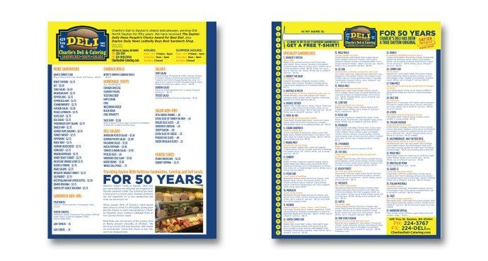 Charlie's Deli Menu