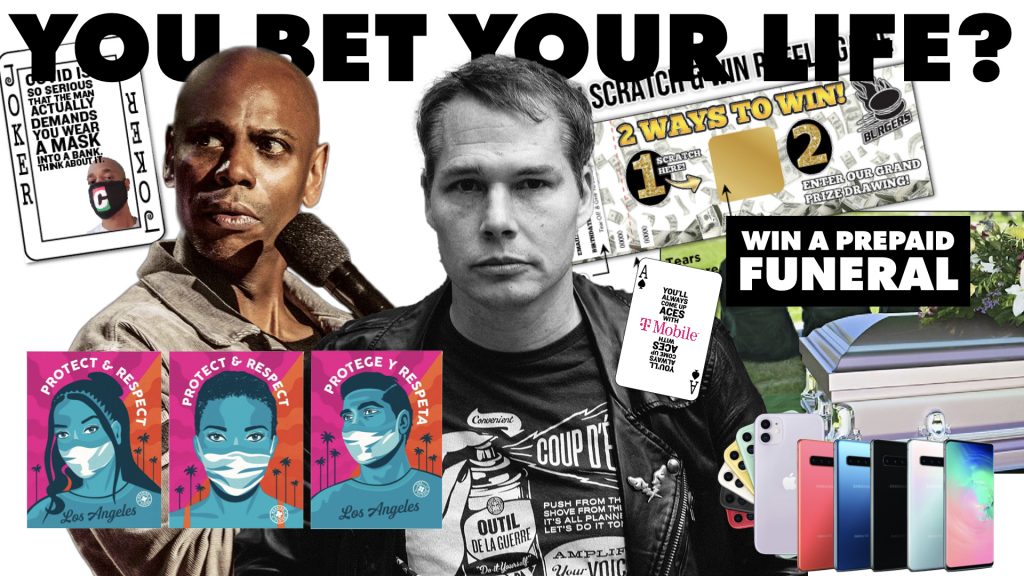 Dave Chappelle, Shepard Fairey, You Bet Your Life anti-covid campaign by The Next Wave Marketing Innovation