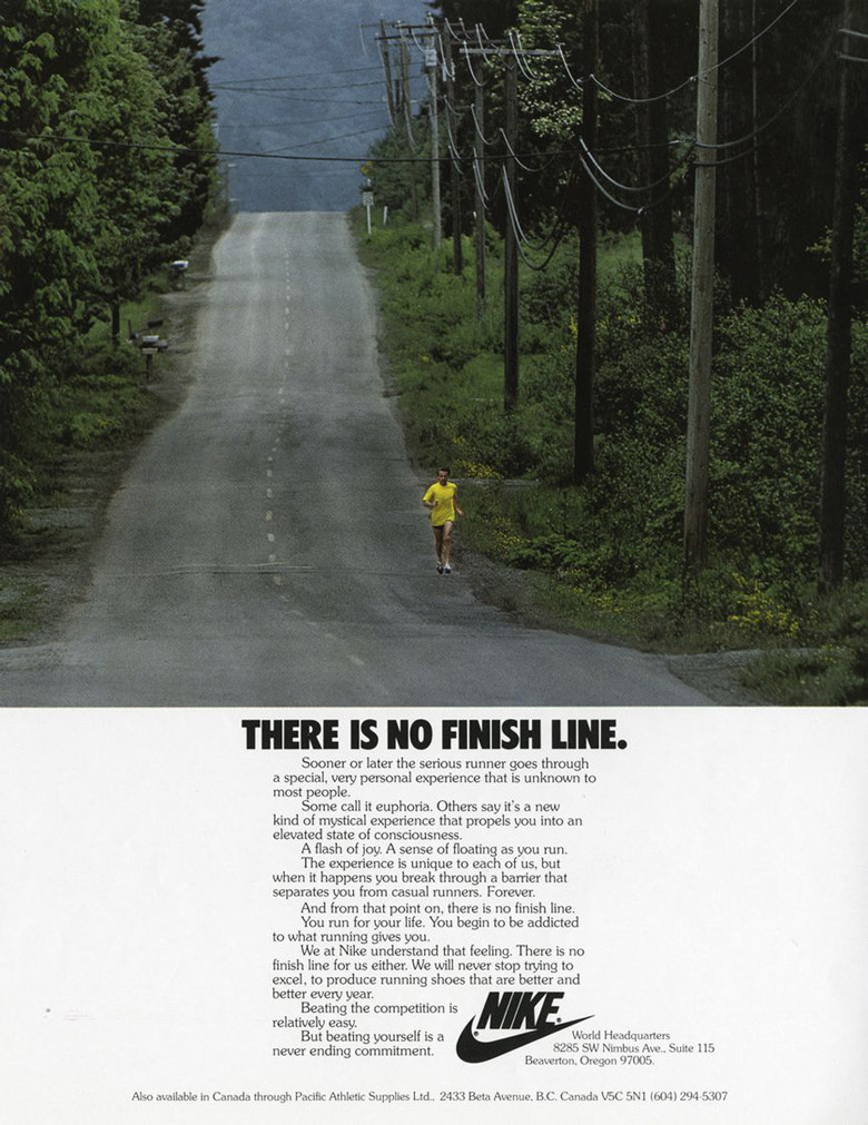 "There is no finish line" ad by John Brown and Partners for Nike, circa 1977