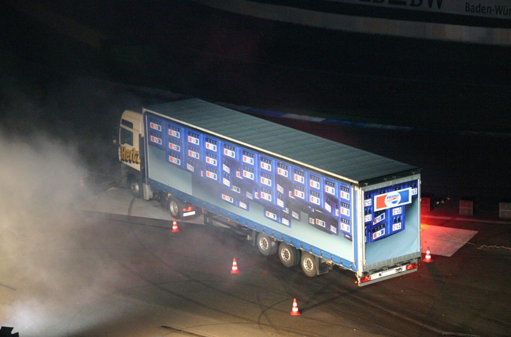 Pepsi truck trailer at night- not a photoshop job.